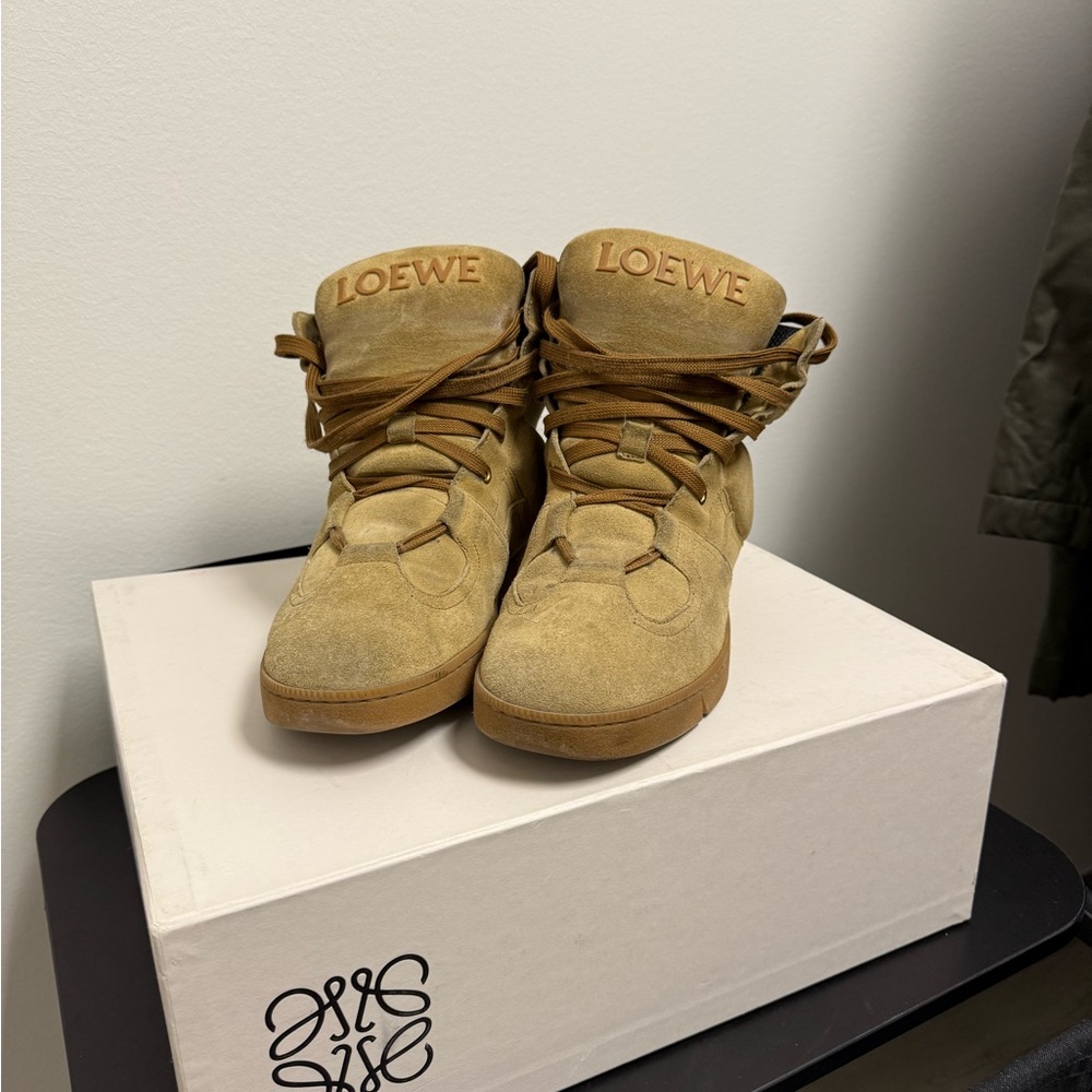 Loewe Black and Tan High-Top Sneakers